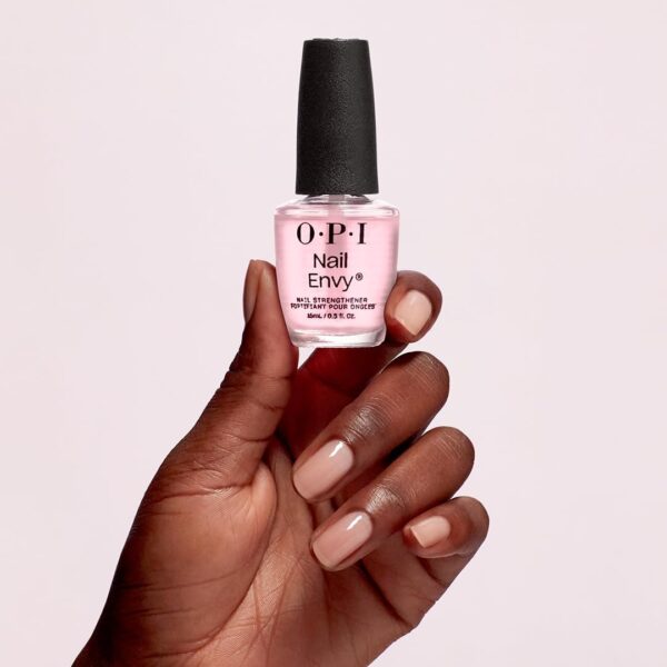 OPI Nail Envy Nail Polish, Strong Nail Strengthener Treatment For Strong Nails, Vegan Nail Repair and Strenght for Damaged Nails, Pink Nail Polish Pink To Envy 15 ml