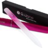 G.Liane Crystal Glass Nail File Professional Double Sided Etched Glass Nail Files with Case for Shaping The Natural Nails and Artificial Nail Manicure Pedicure Nail Care Gift Set (Rainbow Pink)