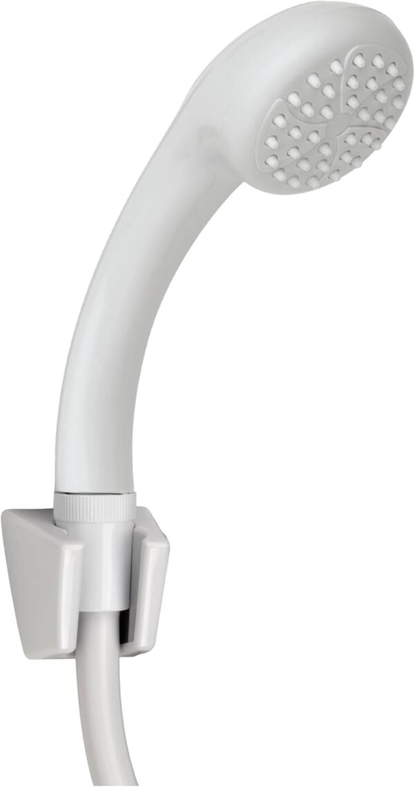 Croydex Secura Shower Head and Hose for Taps, 1750mm Hose Length, Suitable for High and Low Pressure Systems, Tap Shower Attachment, Compatible with Most Round or Oval Basin Taps, White