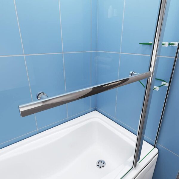 1000x1500mm Chrome Pivot Bath Shower 6mm Glass Screen with Shelve&Towel Rail