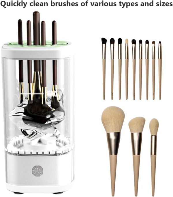 Flohsen Electric Makeup Brush Cleaner, Multi-Functional Cosmetic Brush Cleaner, Portable Automatic Makeup Brush Cleaning Solution With Dryer-Holder, Charger, USB-C cable, Beauty Gift for Women