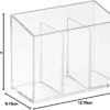 iDesign Makeup Organiser with 3 Compartments, Plastic Makeup Brush Holder for Dressing Table, Makeup Storage for Brushes, Eyeliner, Lipstick and More, Clear