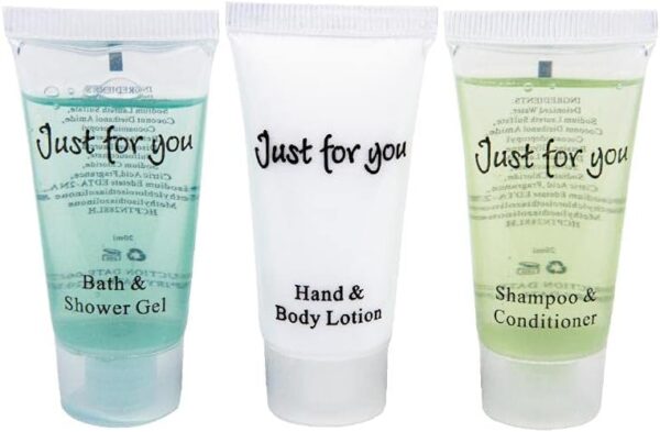 Travel Toiletries - Just for You Bath and Shower Gel 20ml (Pack of 100), REACH Compliant Hotel Shower Gels, Pleasant Fragrance, Hotel or Home Use, Dimensions 79(H) x 39(W) x 22(D) mm | GF949