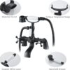 Blcak Victorian Bath Taps with Shower,Luckyhome Traditional 1/4 Turn Dual Lever Bathroom Tub Tap Mixer