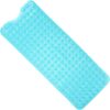 ANSIO® Long Bath Mat PVC Non-Slip Anti Mould Shower Mat with Drain Holes & Suction Cups Machine Washable Bathtub Mat 102 x 40cm / 40 x 16 inches - Teal