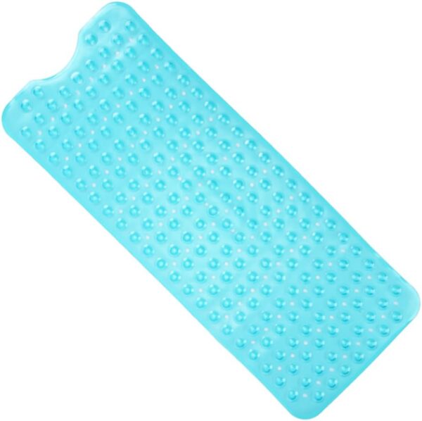 ANSIO® Long Bath Mat PVC Non-Slip Anti Mould Shower Mat with Drain Holes & Suction Cups Machine Washable Bathtub Mat 102 x 40cm / 40 x 16 inches - Teal