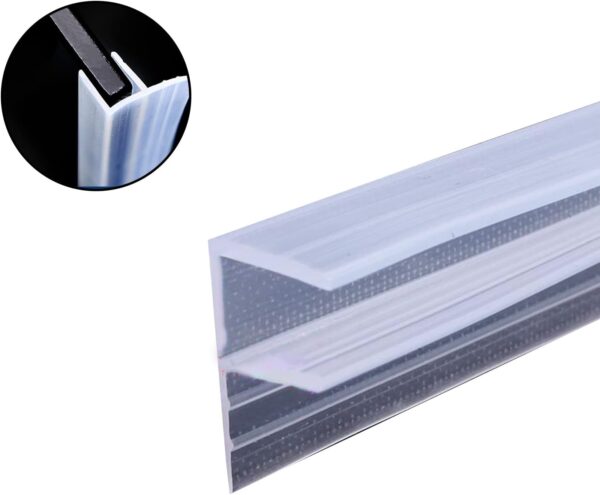 F Shape Bath Shower Screen Seal Strip Soft Rubber Shower Door Seal Strip 2 Metres Long Shower Seals Fits 6-10mm Glass for Curved and Vertical Screens or Doors (F-6MM)