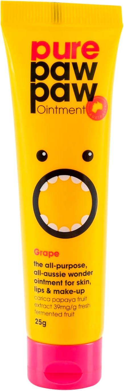 Pure Paw Paw Australian Ointment with Grape to Smooth and Soothe, Suitable For Lips, All Skin Types and Makeup 25g