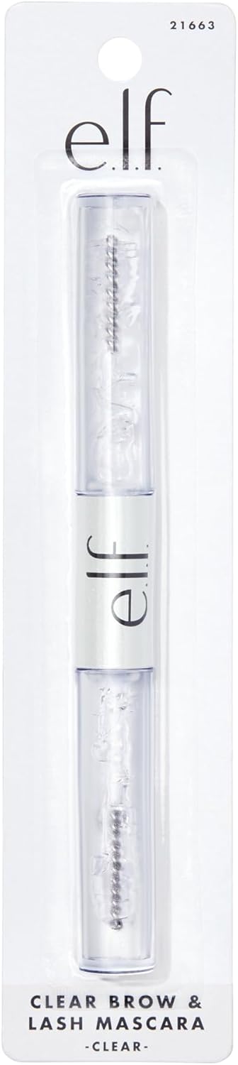 e.l.f. Clear Brow & Lash Mascara, Glossy, Shiny, Lightweight, Easy To Use, Conditions Hairs, Gives Brows Soft Flexible Hold, Compact, All-Day Wear 2.5ml, crystal (clear)