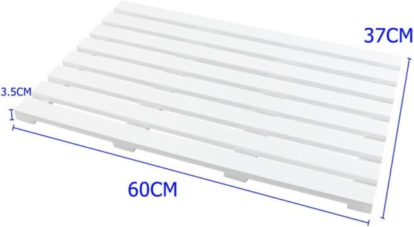 Aggloz | ECO Shower/Bath Floor Mat | Non-Slip Mat with Rubber Plugs | Easy to Clean | Water Resistant Shower Mat | Slatted Duckboard Design | Multipurpose Bath Mat | 61 x 37 cm (Colour-White)