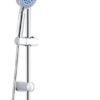 Youyijia Shower Riser Kit Shower Mixer Twin Head Shower Set Bathroom Square Mixer with Handheld Shower and 8" Square Overhead Adjustable Rainfall Shower Taps and Hose Chrome Plated Kit (Round)