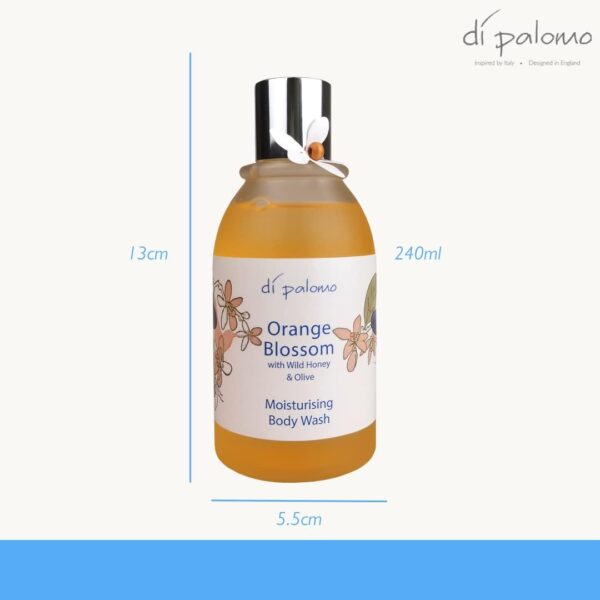 Di Palomo Orange Blossom & Honey Body Wash 240ml. Moisturising Body Wash. Body Wash for Women & Men with Skincare. Shower Gel & Bubble Bath. Luxury Shower Gel Men & Women. Ladies & Mens Shower Gel.