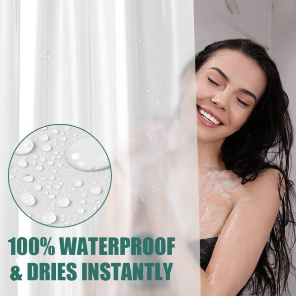 URAQT Shower Curtain Anti Mould, Waterproof PEVA Bath Curtains, Mildew Resistant Bathroom Shower Curtains with 12 Hooks, Plain Colors Bathtub Curtains for Bath Tub Shower Stall, 180 x 180 cm, White