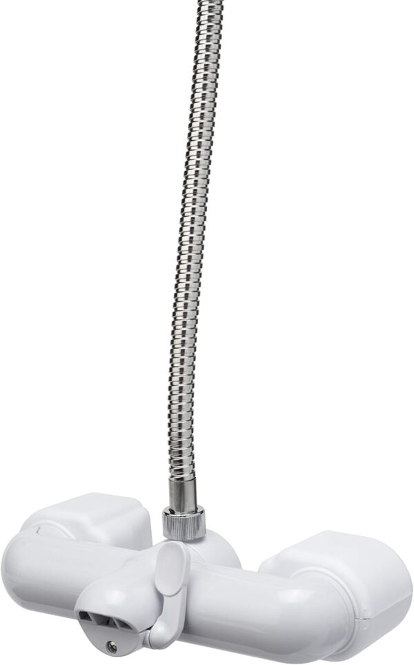 61a0ApdRML._AC_SL1500_.jpg Croydex Bar Mixer Shower Set with 1500mm Flexi-Tube Hose, One Function Shower Head, Riser Rail, Easy Installation, Suitable for Round Taps, Chrome & White