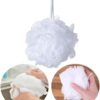 4 Exfoliating Bath Puff Super Soft Wash Ruffles for Bathtub and Shower, Skin Scrubbing and Body Exfoliating Ball Loofah Sponges Easiest and Most Effective Way to Exfoliate (Four Bath Ruffles)
