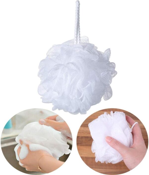 4 Exfoliating Bath Puff Super Soft Wash Ruffles for Bathtub and Shower, Skin Scrubbing and Body Exfoliating Ball Loofah Sponges Easiest and Most Effective Way to Exfoliate (Four Bath Ruffles)
