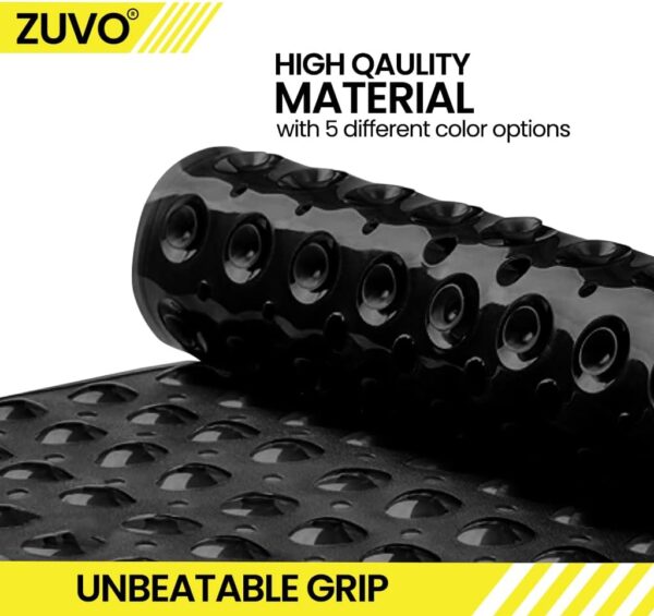 Zuvo Extra-Long Non-Slip Bath Mat (100 x 40 cm, Black) – Anti-Mould, Machine-Washable Shower Mat with Powerful Suction – Ideal for Elderly Kids