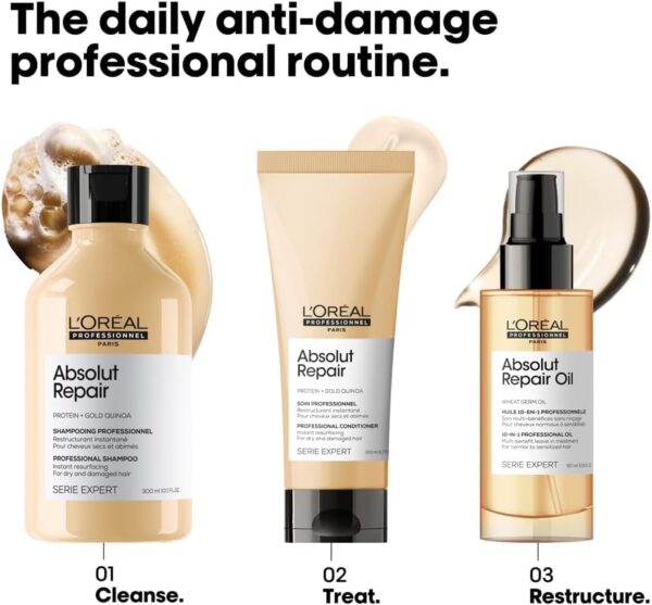 L’Oréal Professionnel Conditioner, With Protein And Gold Quinoa for Dry And Damaged Hair, Serie Expert Absolut Repair