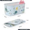 Warmiehomy Portable Foldable Bathtub for Adults,120X50X55cm Freestanding Soaking Bathtub with Cushion and Backrest,Hot Bath Ice Bath SPA Tub for Shower,Folding Bathtub for Adults Kids,Ocean Style