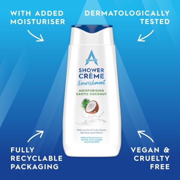 Astonish Shower Crème, Exotic Coconut, Cleanses and Moisturises, Coconut, Bamboo and Melon Scented, 400ml