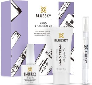 BLUESKY Hand and Nail Care Kit For Damaged Nails, Cuticle Oil Pen, Hand Cream, Nail Growth Booster, 3 Piece Gift Set, Clear