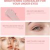 2 PCS Under Eye Brightener Concealer, Korean Makeup Eye Colour Corrector for Dark Circles, Instant-Anti Aging Eye Concealer