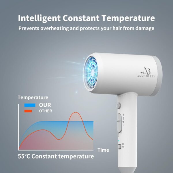 61-axFm3l5L._AC_SL1500_.jpg Ionic Hair Dryer with Diffuser, Powerful 1800W Blow Dryer for Women & Men, Fast-Drying Hair Dryer with Nozzle for Home, Salon, Travel