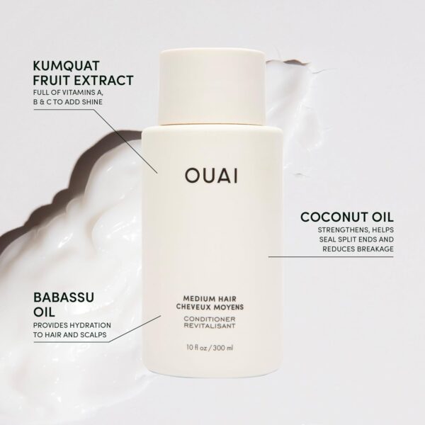 OUAI Medium Conditioner Travel Size - Hydrating Hair Conditioner with Coconut Oil, Babassu Oil, and Keratin - Strengthens, Repairs and Adds Shine - Paraben and Phthalate Free Hair Care Products - 89ml