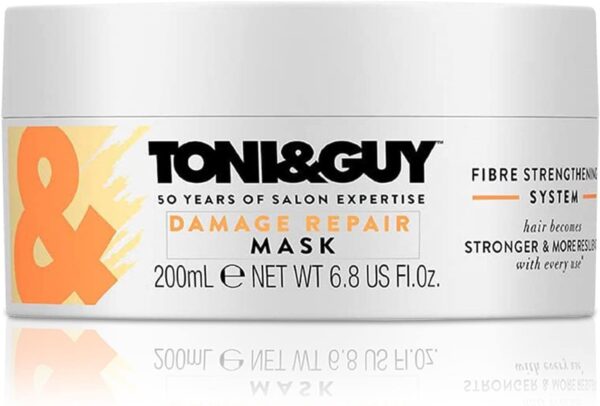 Toni & Guy | Damage Repair Hair Mask for Intense Reconstruction | Unisex | Ideal For Dry and Damaged Hair | Patented Fibre Strengthening System | 6.8 Ounce