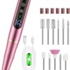 NAILGIRLS Rechargeable Cordless Nail Drill Machine, Portable Electric 35000RPM Professional File for Acrylic Gel Nails, Efile Manicure Pedicure Polishing, Pink