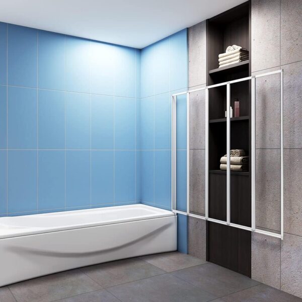 huibathrooms 5Fold Screem-1200x1400mm, Pivot Shower Bath Screen Panel