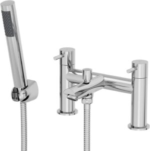 Architeckt® Malmo Bathroom Bath Shower Mixer Tap Handset Hose Attachment Round Twin Lever Handle for Bathtub Modern, Chrome