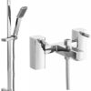 ENKI, Stella, BBT0265, Chrome, Bath Shower Mixer Taps with Slider Rail Kit Shower Attachment, Solid Brass, Easy Clean, Angular Design, Quarter Turn Valves, Easy to Install, 10-Year Guarantee