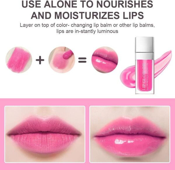 AOOWU Plumping Lip Oil Tinted, Moisturizing Lip Oil Long Lasting Nourishing Lip, Hydrating Lip Gloss Tint Lipstick for Women, Glitter Shine Liquid Lipstick, Lip Glaze Makeup Cosmetic