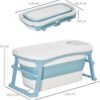 HOMCOM Foldable Bathtub Kids Bath Tub with Lid Large Freestanding Bathtubs Home Sauna for Toddler Children Teenage 1-12 Years