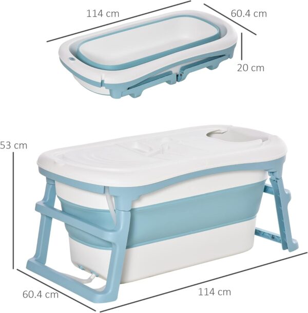 HOMCOM Foldable Bathtub Kids Bath Tub with Lid Large Freestanding Bathtubs Home Sauna for Toddler Children Teenage 1-12 Years