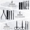 Leipple Manicure Set Professional Pedicure Kit Nail Care Tools - 16 in 1 Stainless Steel Nail Clippers Tools - Grooming Kit with Luxurious Leather Travel Case (Black)
