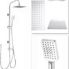 ENKI, Stella, BBT0012, Chrome, Bath Shower Mixer Taps with Twin Rigid Riser Shower Attachment, Solid Brass, Easy Clean, Angular Design, Quarter Turn Valves, Easy to Install, 10-Year Guarantee