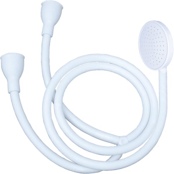 Blue Canyon Vector Double Tap Shower Spray| Bathroom Accessory| Premium Shower Attachment for Bath taps| Push-on-Fitting| Suitable for Round & Oval Taps| Shower Head for Bathroom| ~1.5 Meters| (White)