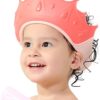 FUNUPUP Baby Shower Cap, Kids Shampoo Shower Bath Cap Adjustable Hair Washing Shampoo Shield Baby Visor for Eyes and Ears Protector (Pink)