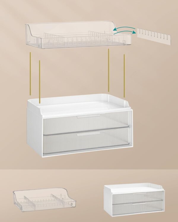 SONGMICS 4-Layer Makeup Organiser, Skincare Organiser, 4 Dividers, Anti-Slip Design, Bathroom Counter Organser, Versatile for Vanity Bedroom Kitchen, 20 x 32 x 39.1 cm, Transparent JKA021W02