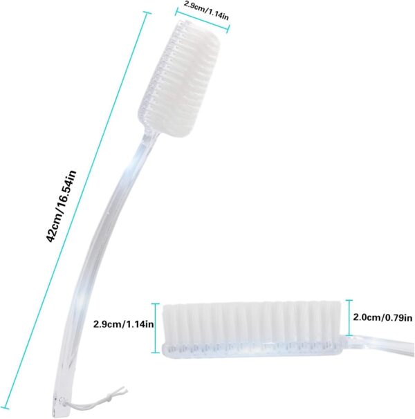 Mczcent Body Brush Dry Brushing Back Scrubber with Curved Plastic Long Handle Bath Shower Brush Dry Skin Exfoliating Cellulite Brush for men and women(Transparent Handle), XL