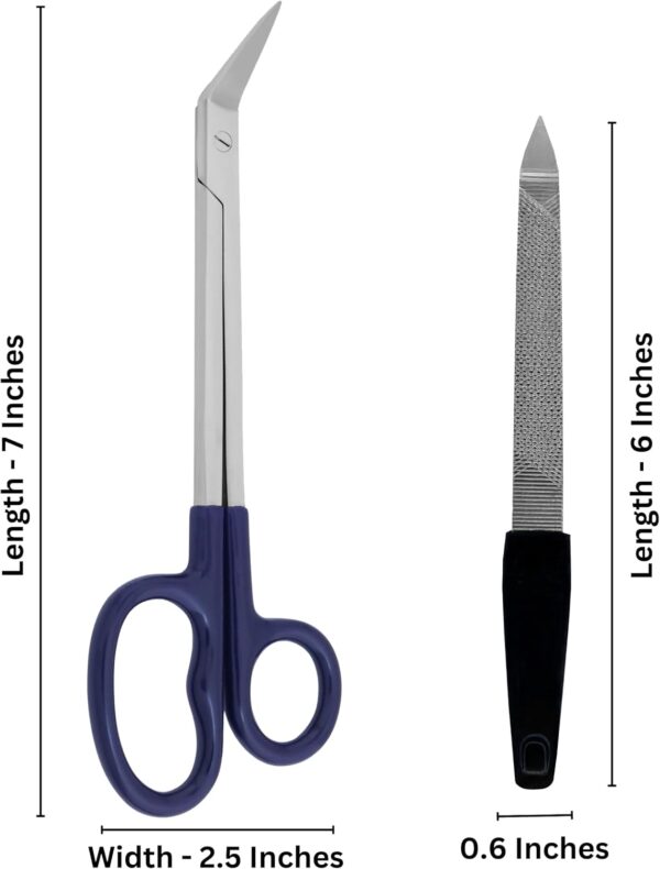 ASM® Extra Long Toe Nail Scissors Clipper Cutters for Thick Nail Arthritis Manicure Pedicure Chiropody Podiatry 7"-7.5" Nail Scissor & Nail File Set for Senior Men and Women Set for Nail Care