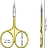 CGBE Cuticle Scissors, Professional Cuticle Scissors Curved Thin, Stainless Steel Super Sharp Cuticle Cutter Remover Small Beauty Scissors for Cuticles, Dead Skin, Eyebrows, and Eyelashes, Gold