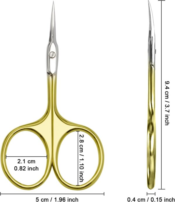 CGBE Cuticle Scissors, Professional Cuticle Scissors Curved Thin, Stainless Steel Super Sharp Cuticle Cutter Remover Small Beauty Scissors for Cuticles, Dead Skin, Eyebrows, and Eyelashes, Gold