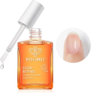 Modelones Nail Biting Treatment, No Bite Nail Polish, Thumb Sucking Deterrent, Promotes Fast Nail Growth, Stop Nail Biting, Easy Application, Quick-Drying Bitter Nail Polish 15 ML
