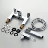 Luckyhome Bath Taps with Shower,Waterfall Bathroom Bathtub Mixer tap Chrome Brass Dual Lever Tap with Handheld Shower Head