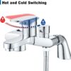 Bath Shower Mixer Tap Modern Bath Taps Single Lever Monobloc Shower Mixer Deck Mounted Bathtub Faucet Tub Filler Chrome, Solid Brass, 1/2'' Outlet, 180mm Centres, with Tub Filler Spout