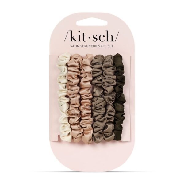 613es7qQRXL._SL1280_.jpg Kitsch Ultra Petite Satin Scrunchies for Women - No Crease Hair Ties for Girls | Scrunchies For All Hair Types and Textures, Perfect for Day or Night - 6 Pcs, Eucalyptus