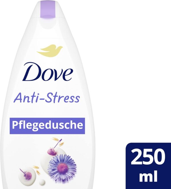 Dove Shower Gel Anti-Stress Shower Bath with Triple Moisturising Serum for Stressed and Dry Skin 250 ml Pack of 1